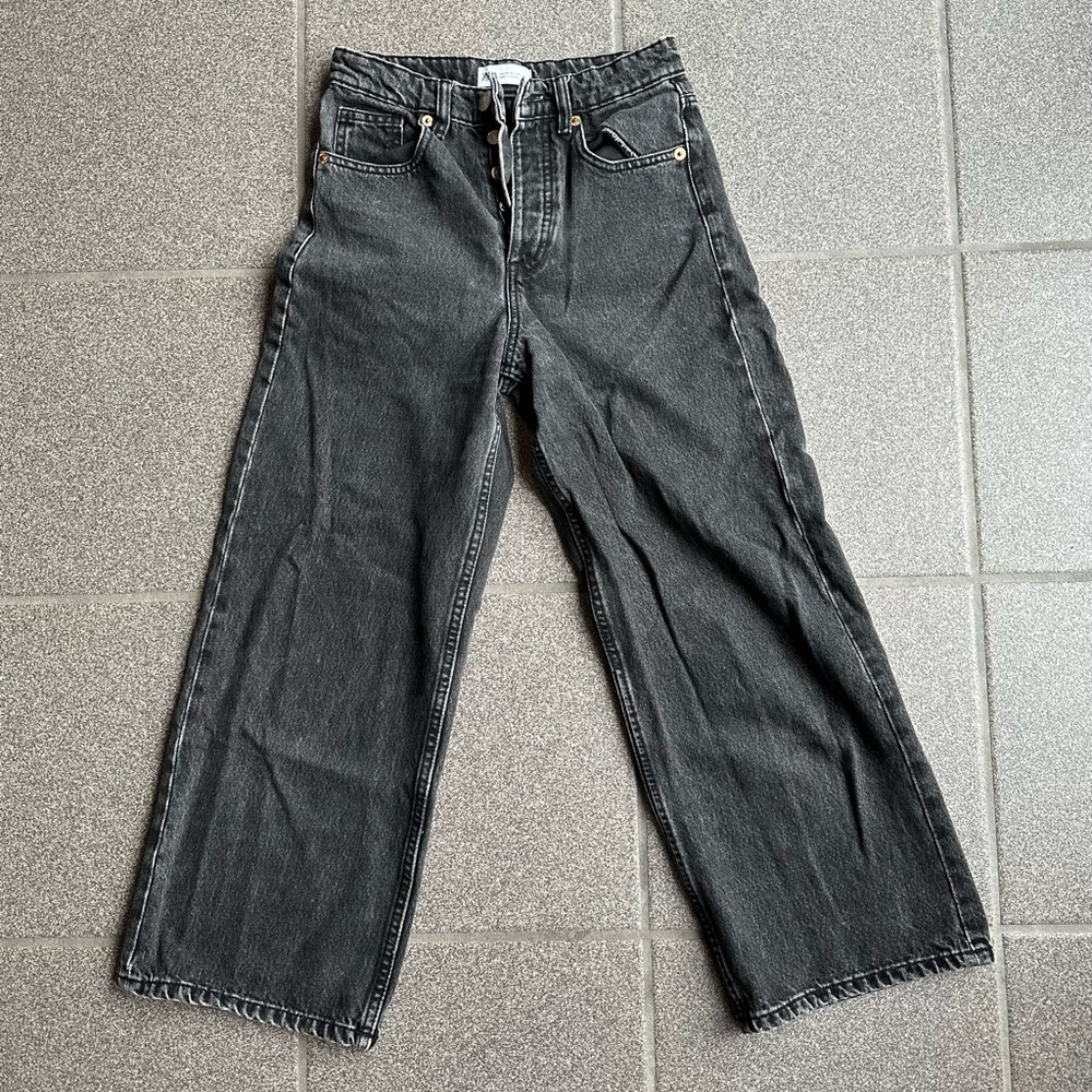 Wide Leg Zara Charcoal Denim Jeans